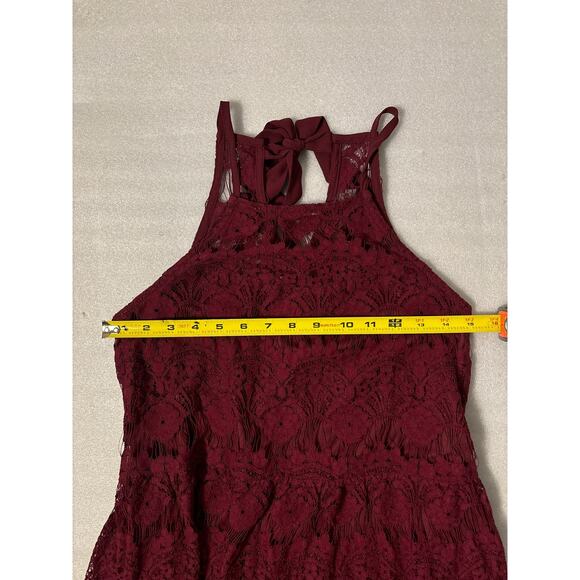 Xtraordinary Lace Maroon Mini Dress M Formal Special Occasion Cocktail Coquette - Picture 6 of 11